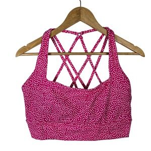 Buff Bunny Collection Hot Pink White Dot Sports Bra Extra Large Athletic Workout